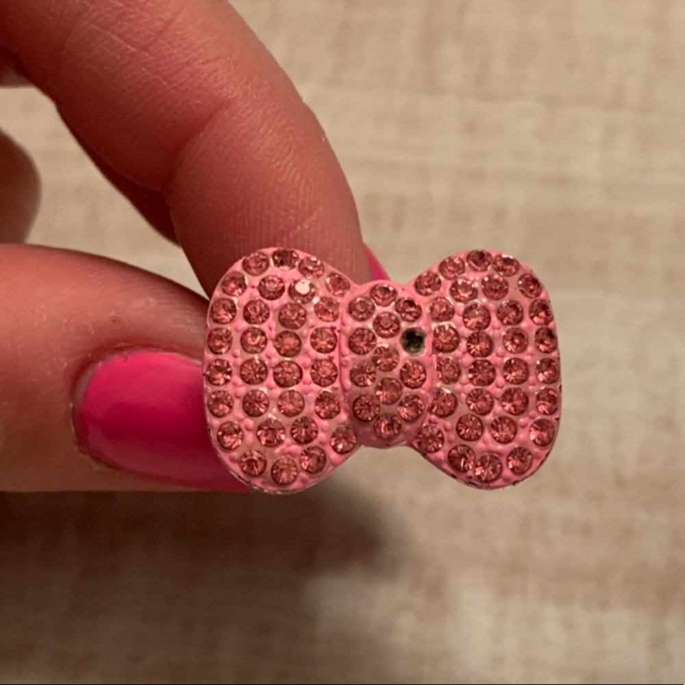 Hello Kitty Style Pink Large Bow Adjustable Ring